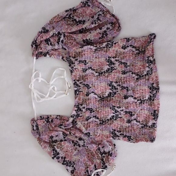 New Free People Puff Sleeve Crop Top Size M - Picture 10 of 15